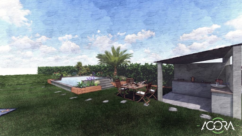Construction d'une piscine creusée à Cuers avec piscine maçonnée, pool-house et aménagement paysager exotique,