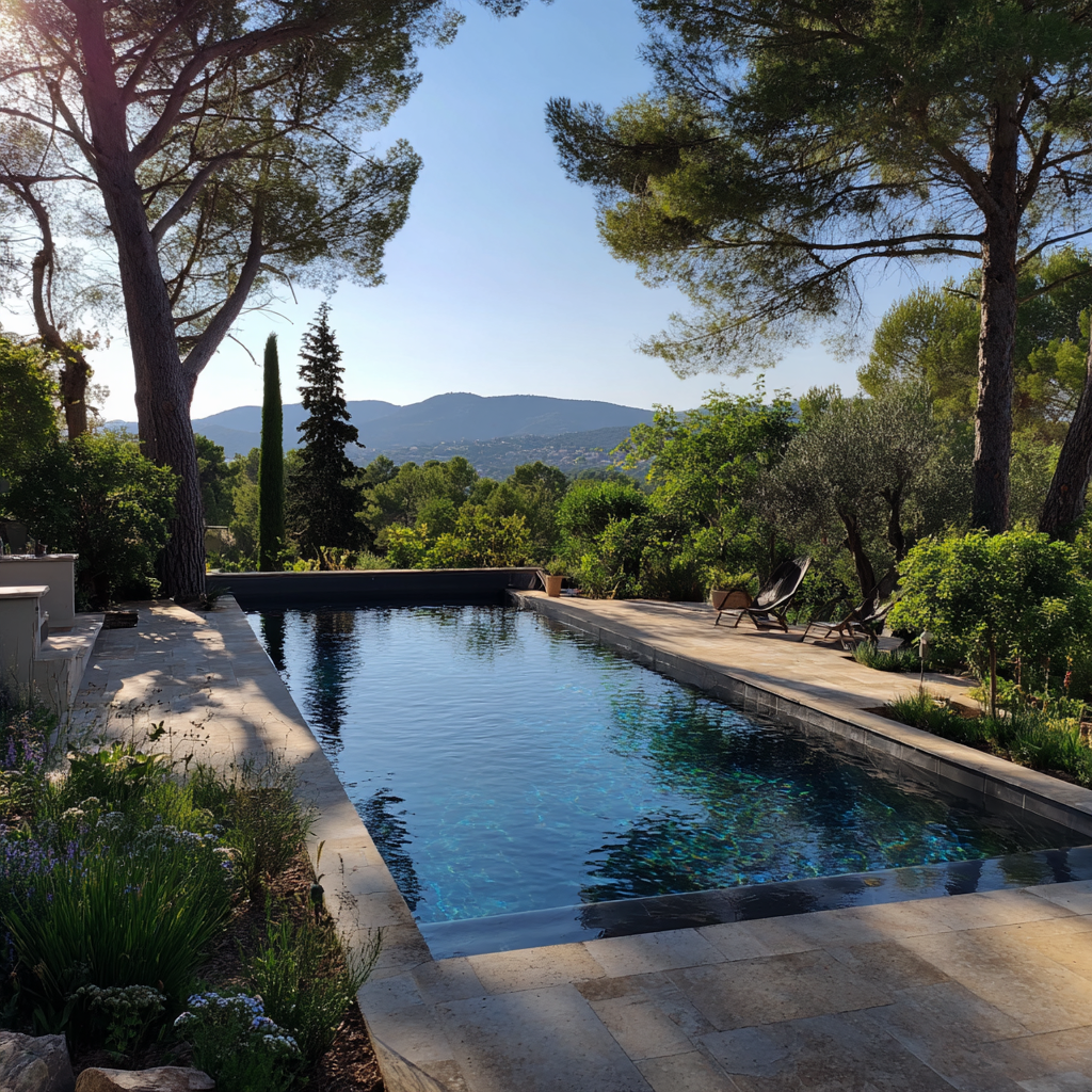 Rénovation de piscine avec petite plage immergée près du Castellet