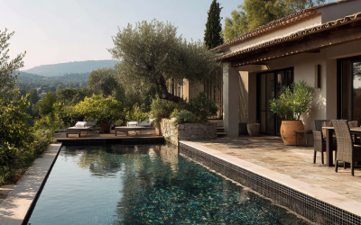 Changement de carrelage de piscine pour une mosaïque noire près de La Londe-les-Maures