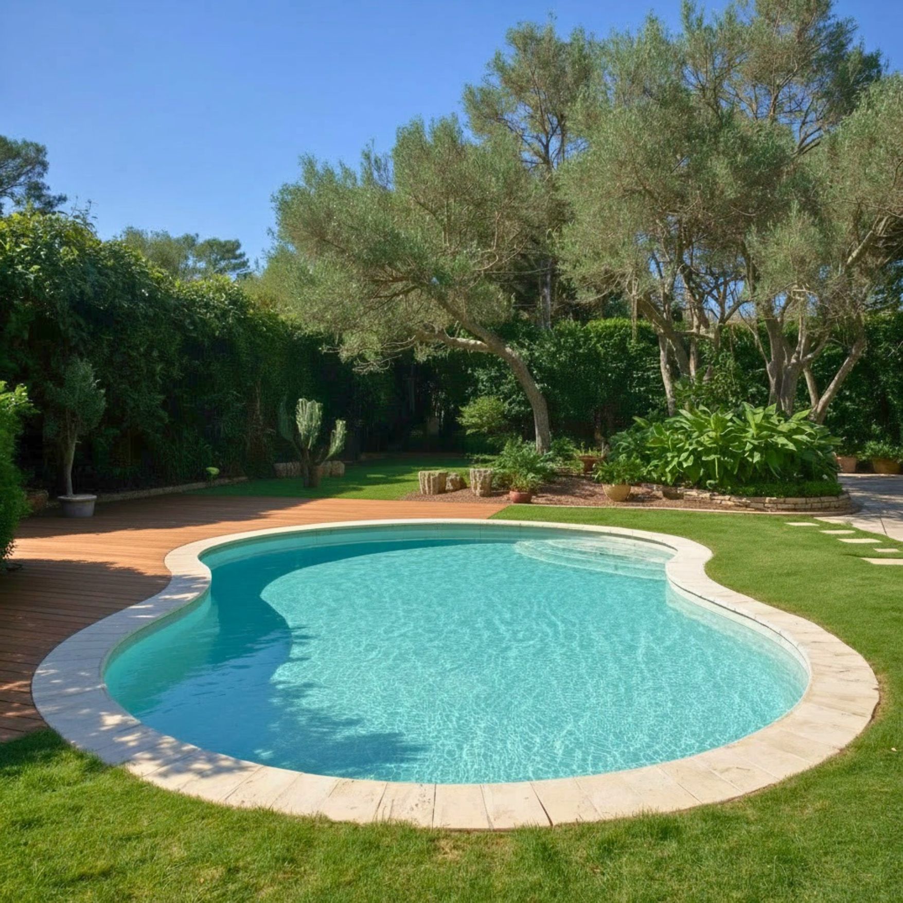 Construction piscine de forme libre naturelle à Sanary Construction piscine de forme libre naturelle à Sanary